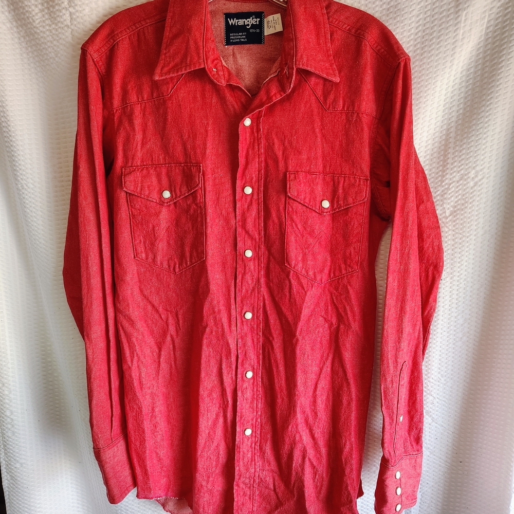 Vtg Wrangler Brushpopper Western Rodeo Cowboy Pink 15.5-33 Reg XL Tail Preshrunk